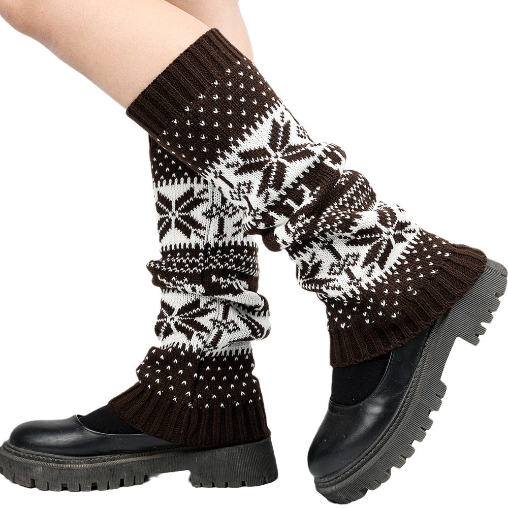Thickened Christmas Socks Snowflake Deer Knitted Wool Foot Warmer Cover