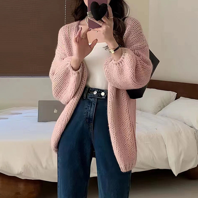 Idle Style Soft Glutinous Mohair Sweater Women's Coat