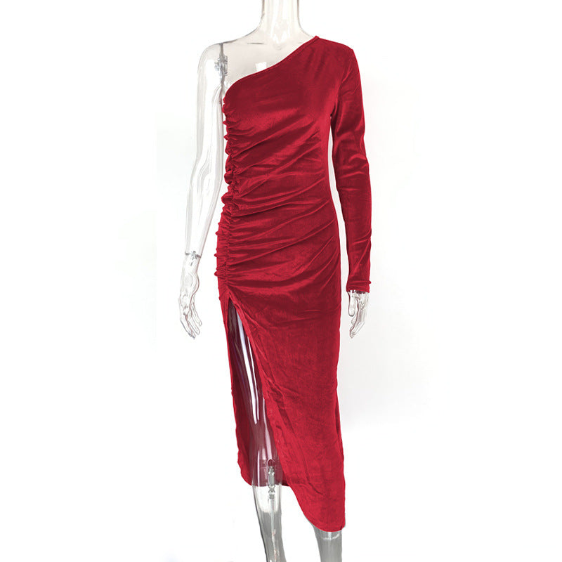 New Slim-fit One-shoulder Dress