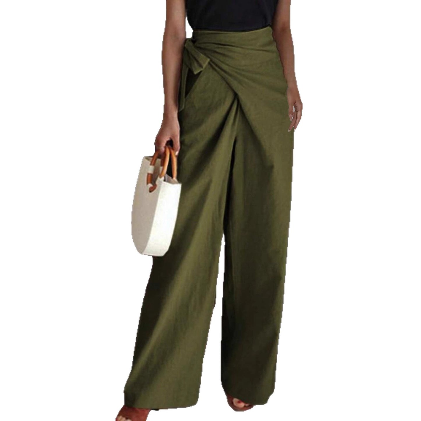 Bow-tie Woven Fashionable Trousers Straight-leg Pants