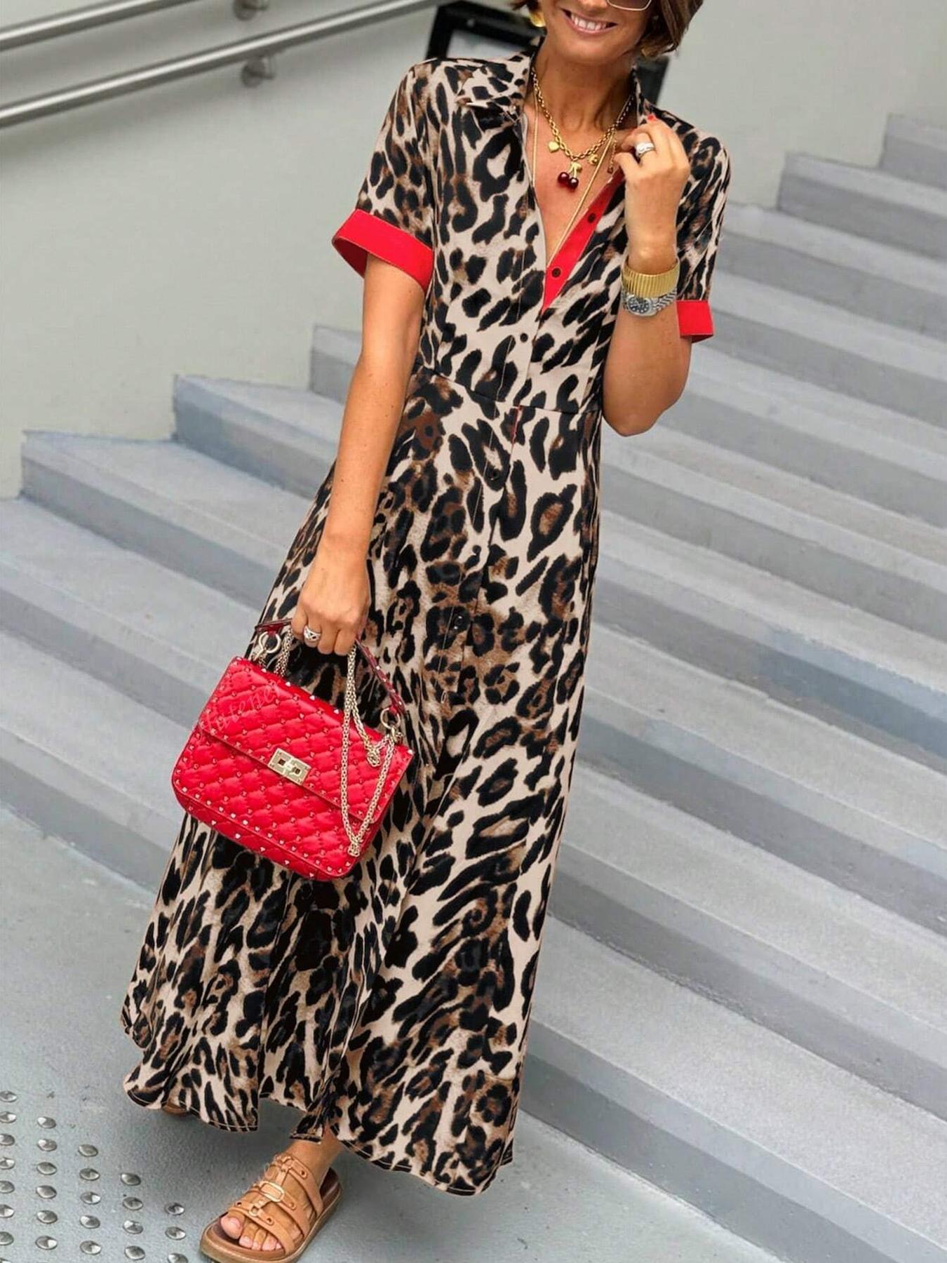 Women's Elegant Loose V-Neck Casual Dress