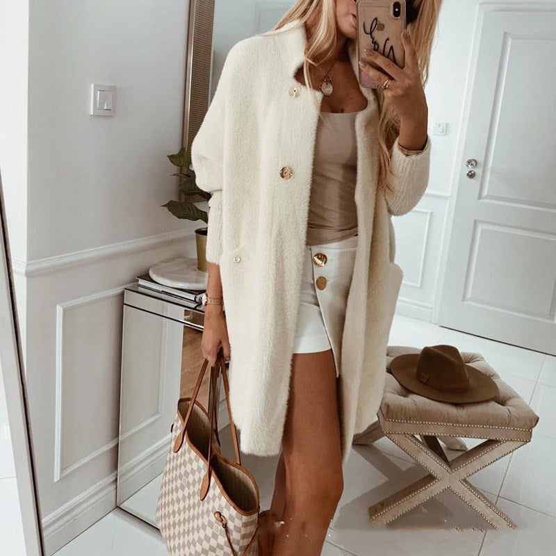 Mohair knitted long cardigan
