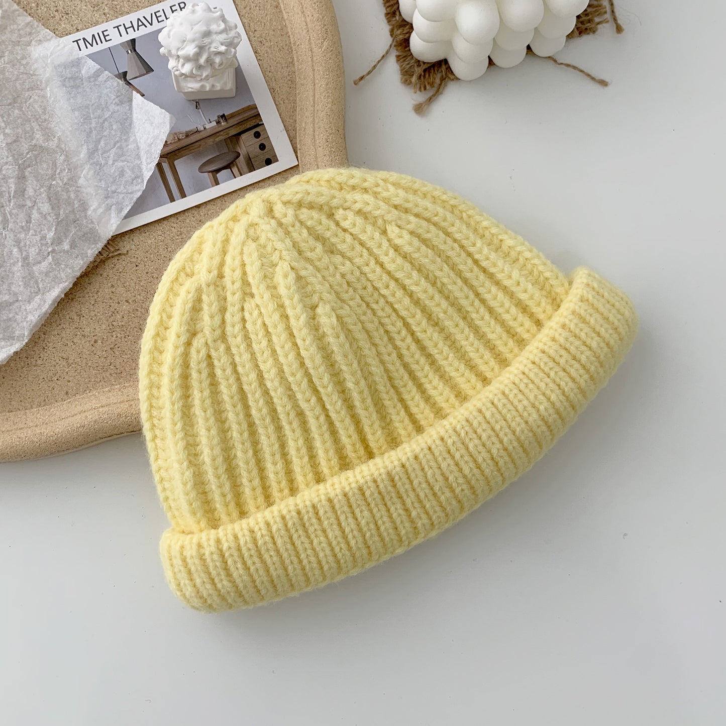 New Children's Hat Mohair Macaron Color Curled Melon Hat