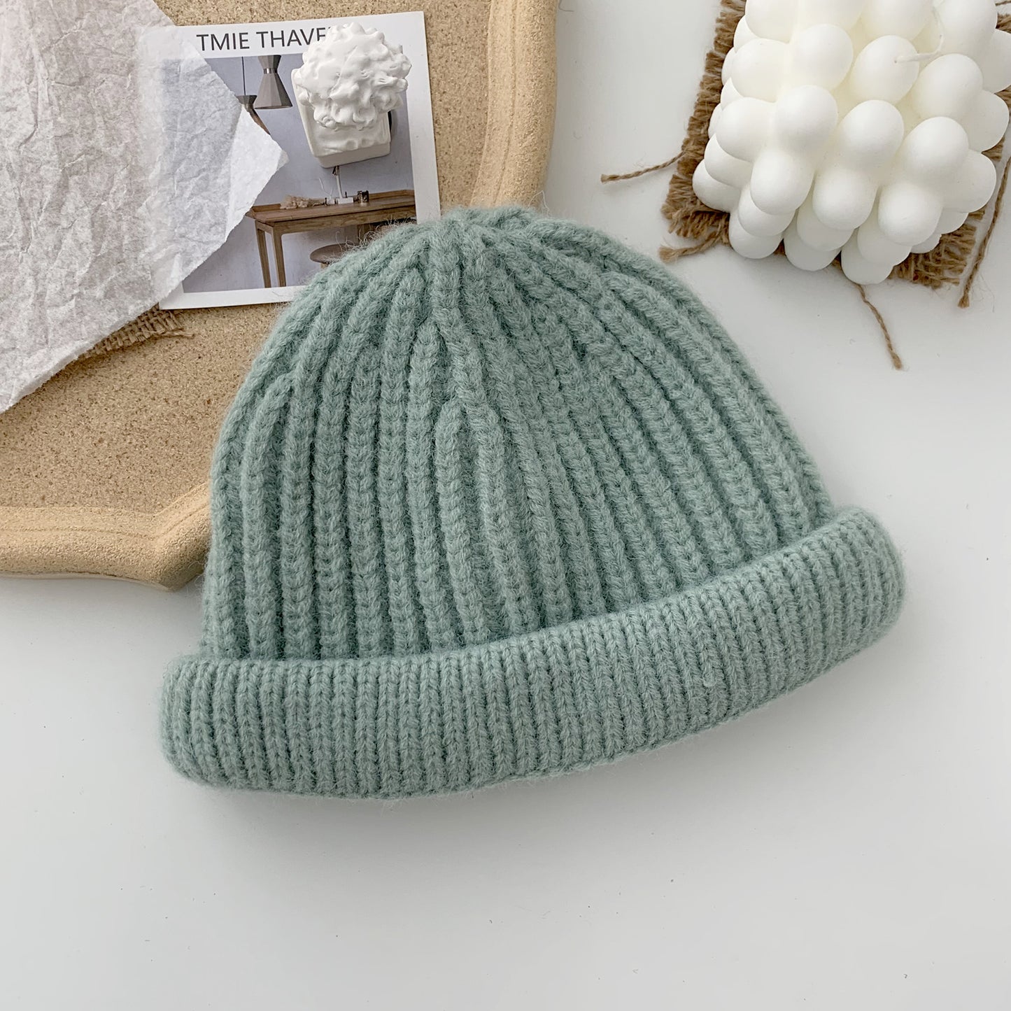 New Children's Hat Mohair Macaron Color Curled Melon Hat