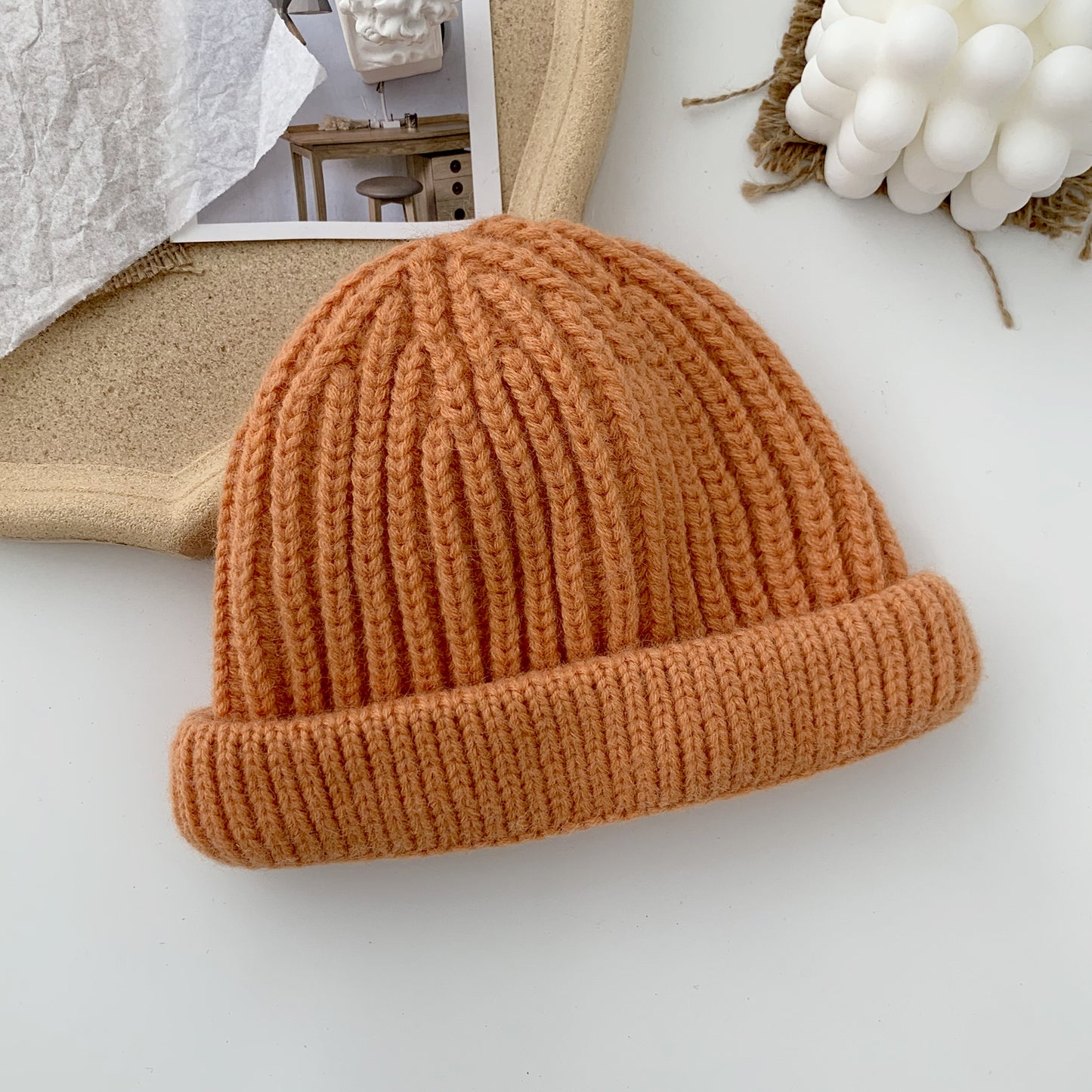 New Children's Hat Mohair Macaron Color Curled Melon Hat