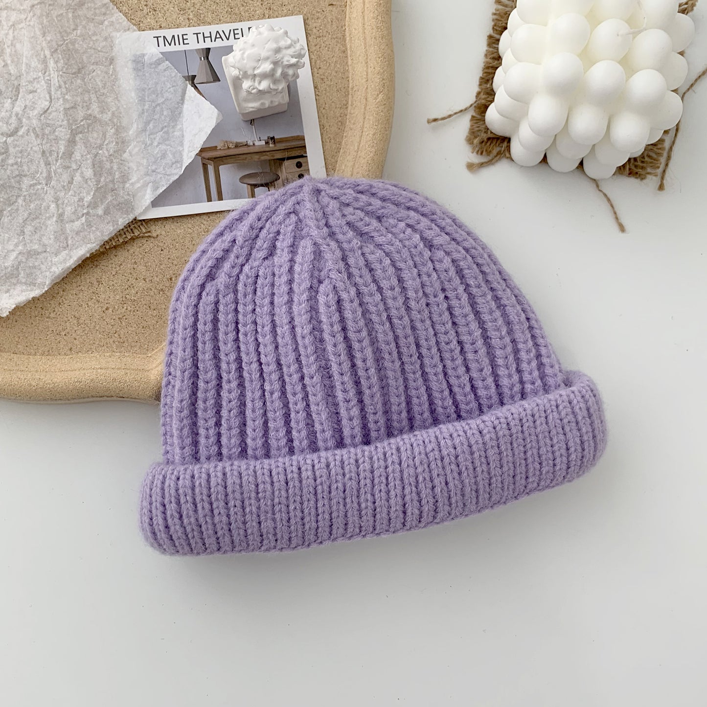 New Children's Hat Mohair Macaron Color Curled Melon Hat