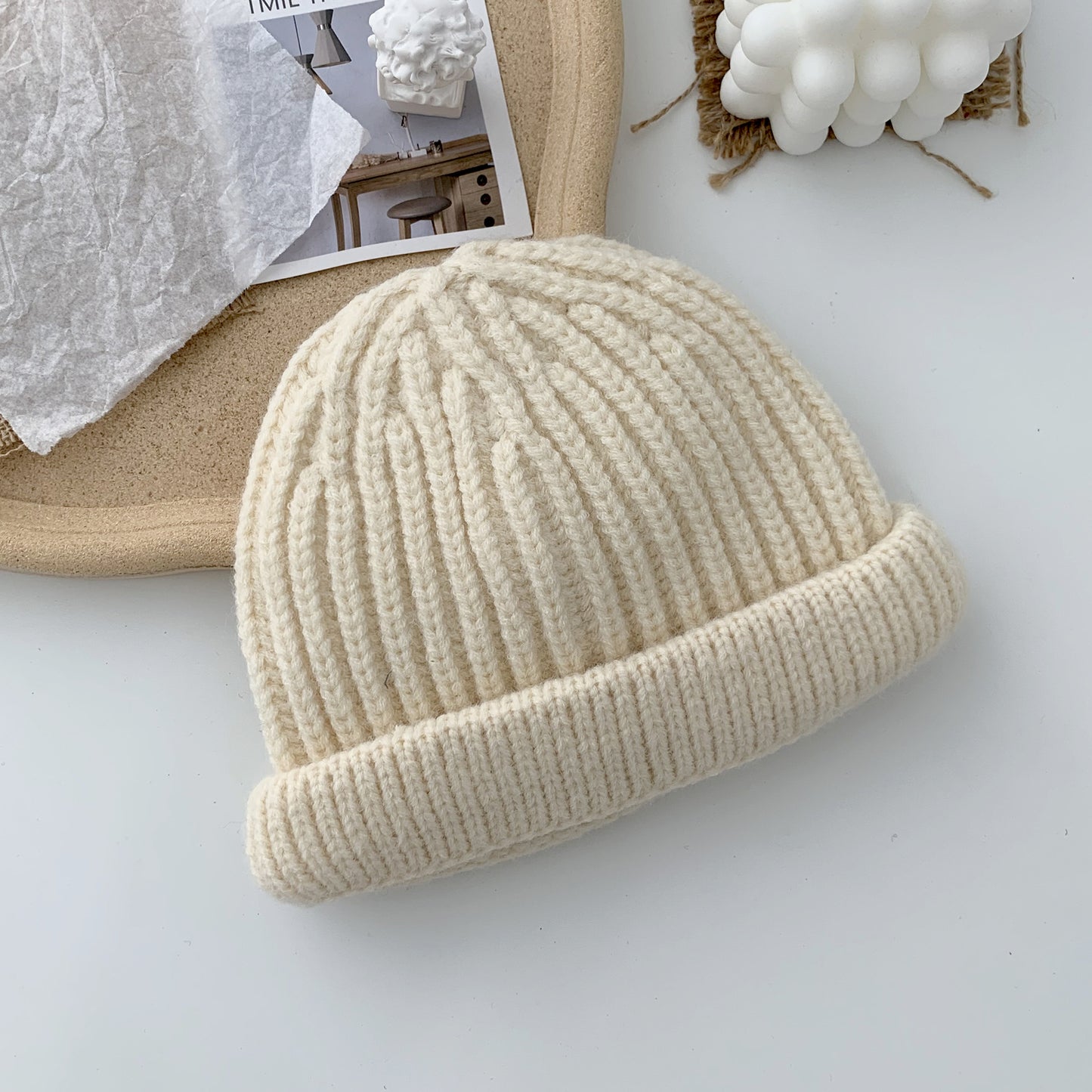 New Children's Hat Mohair Macaron Color Curled Melon Hat