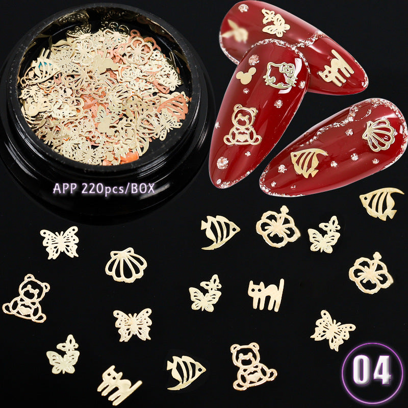 Ultra Thin Computer Chip Manicure Hollow Metal Chip English Letter Snowflake Christmas Nail Patch
