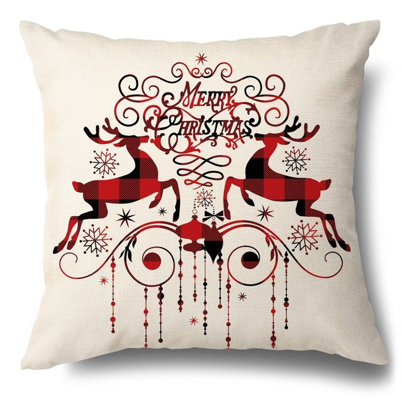 Christmas Hugging Pillowcase Flax Elk Pillowcase Amazon Hot Style Sofa Pillowcase Cushion