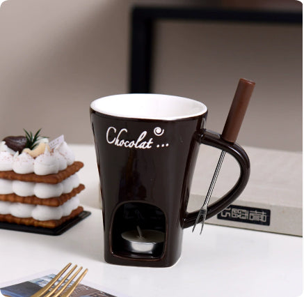 Fondue Mug Set Personal Mini Fondue Pots Chocolate Cheese Ice Cream Fondue Maker Kit Individual Butter Melter Cup Small Warmer Kitchen Gadgets