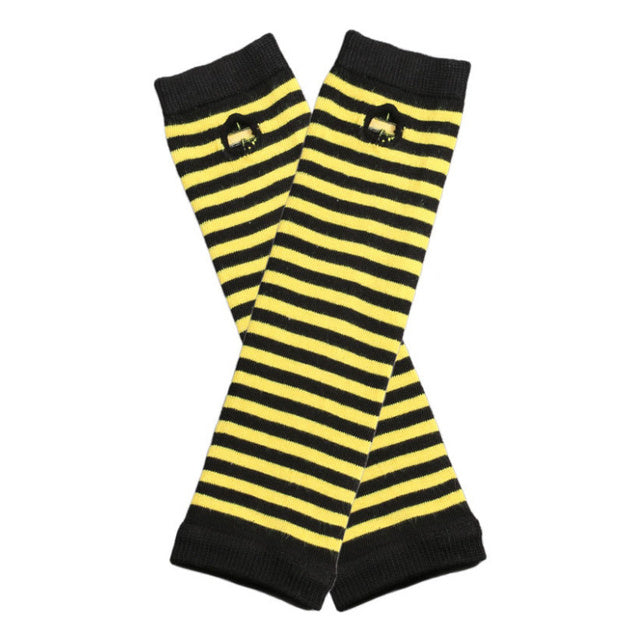 Women Fashion Lady Striped Elbow Gloves Warmer Knitted Long