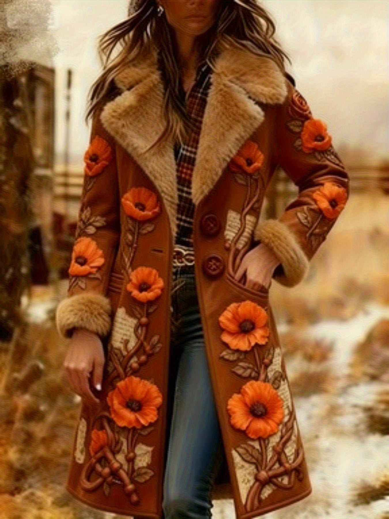 Women's New Long Sleeved Large Woolen Overcoat