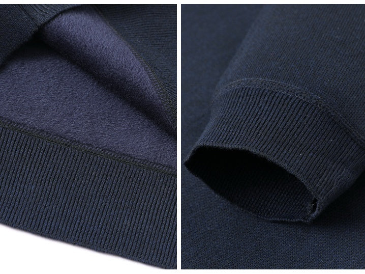 Sweater Men's Round Neck Warmer With Velvet And Thick