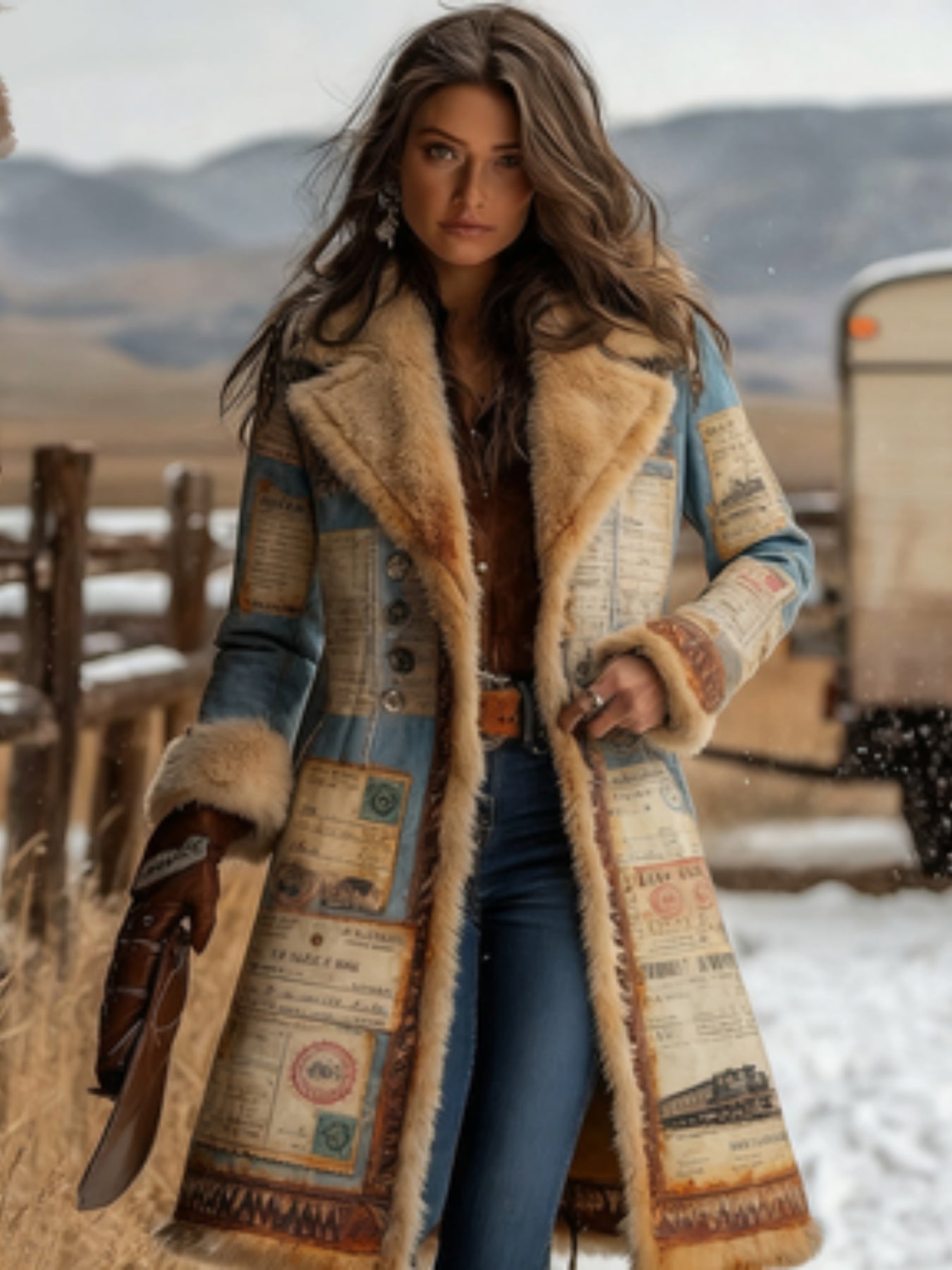 Women's New Long Sleeved Large Woolen Overcoat