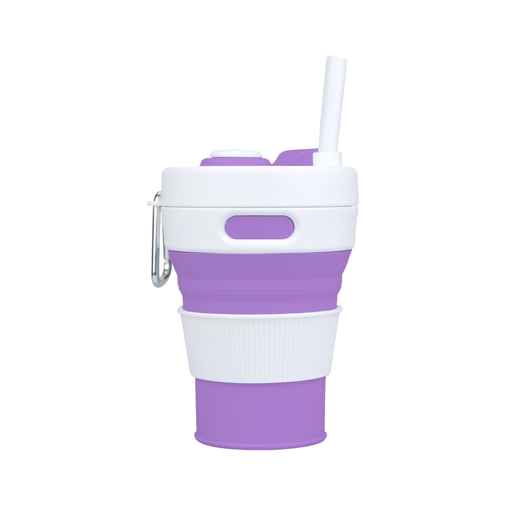Silicone Folding Cups Portable Compression Cup With Straw