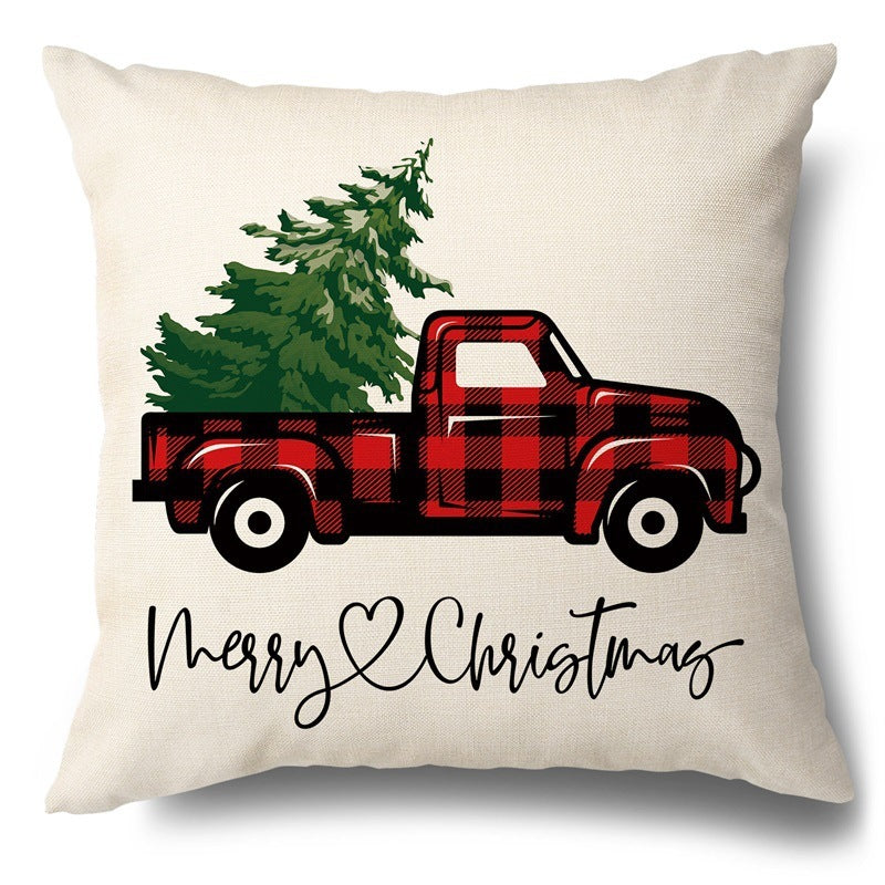 Christmas Hugging Pillowcase Flax Elk Pillowcase Amazon Hot Style Sofa Pillowcase Cushion