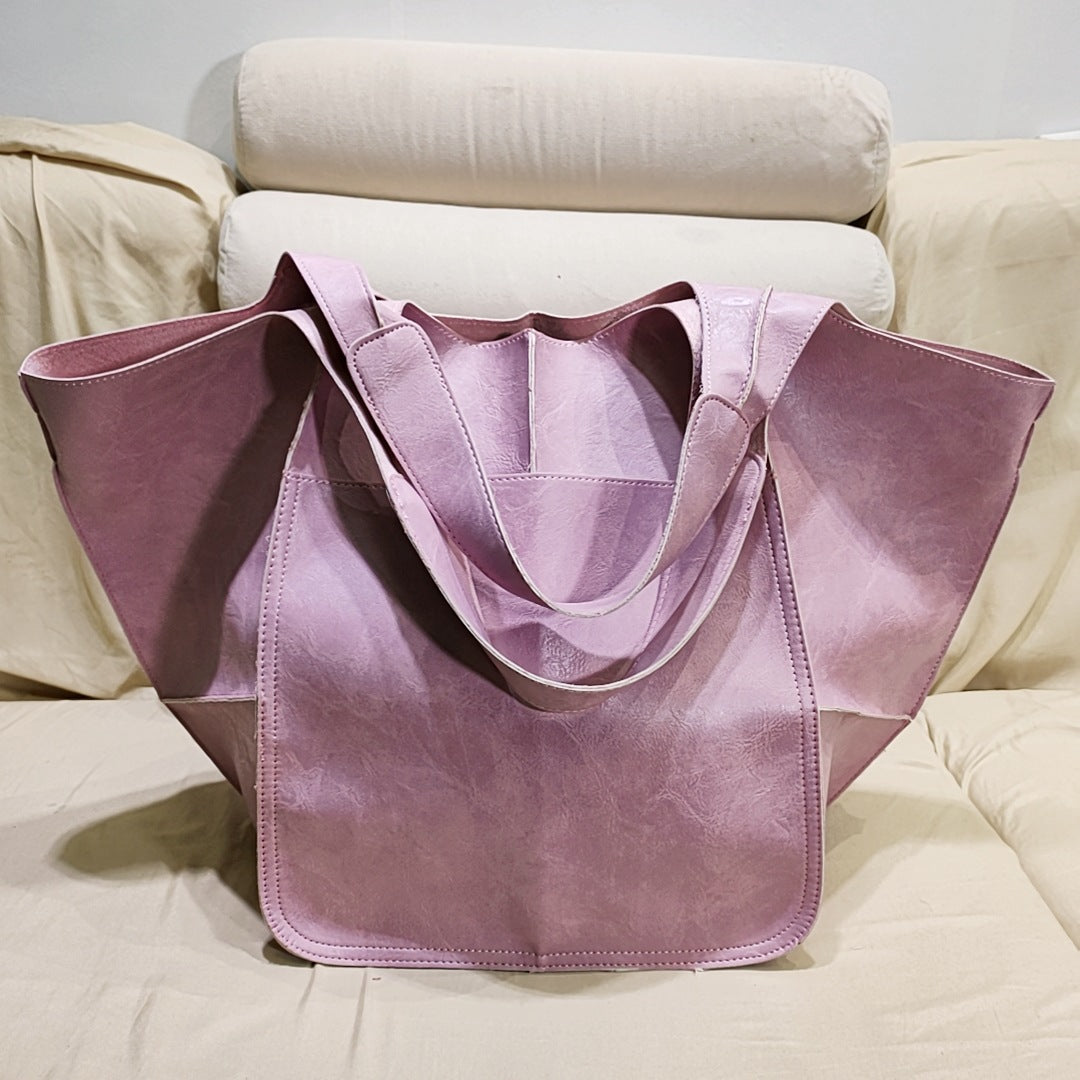 Vintage Large Capacity Handbags PU Soft Leather Big Bag Designer Luxury Women Shoulder Bag Beach On Vacation Woman Tote Bag