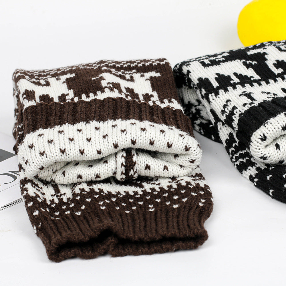 Thickened Christmas Socks Snowflake Deer Knitted Wool Foot Warmer Cover