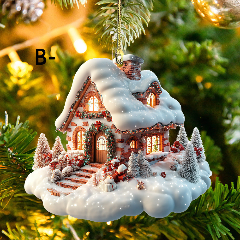 Christmas Snow House 2D Acrylic Decoration
