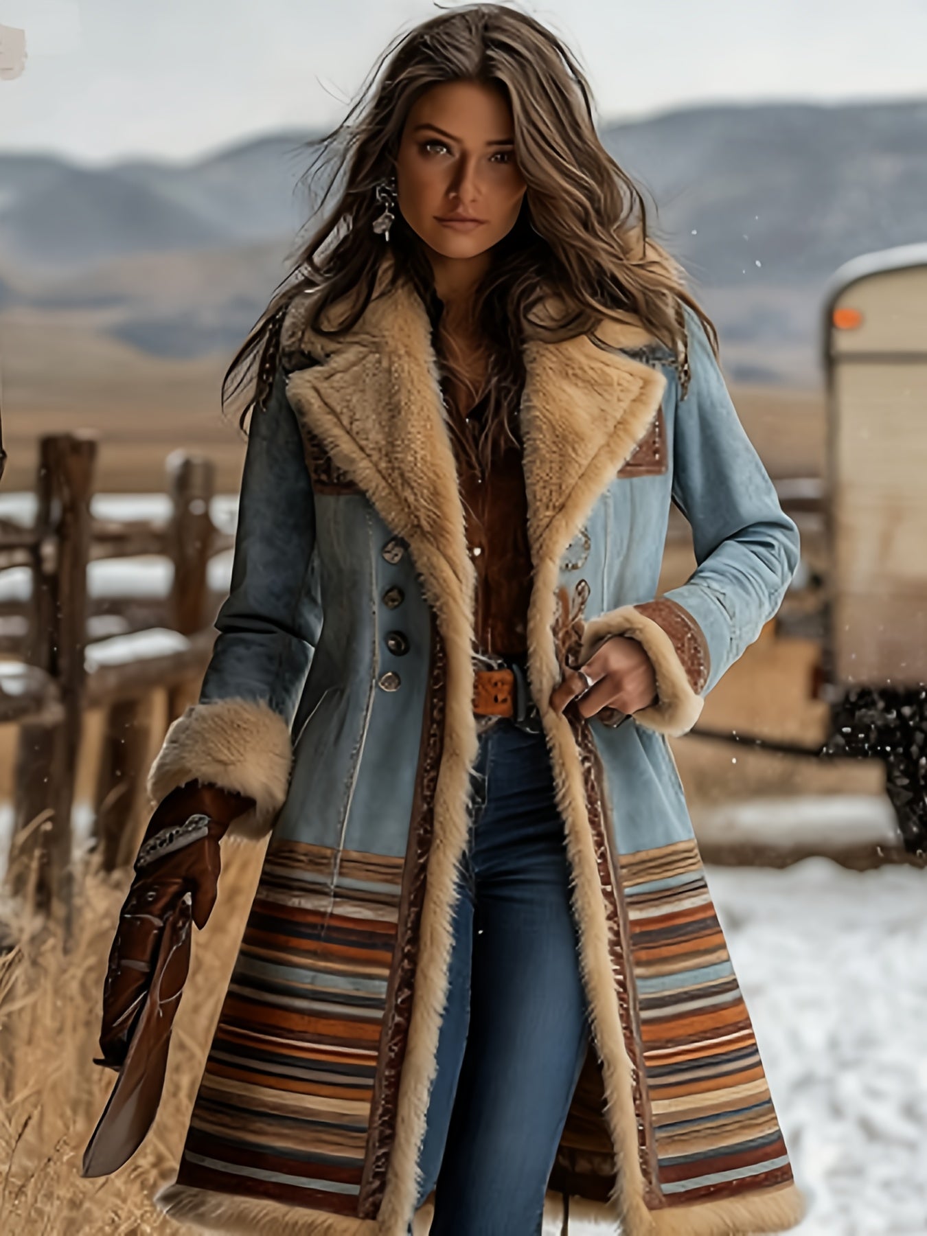 Women's New Long Sleeved Large Woolen Overcoat