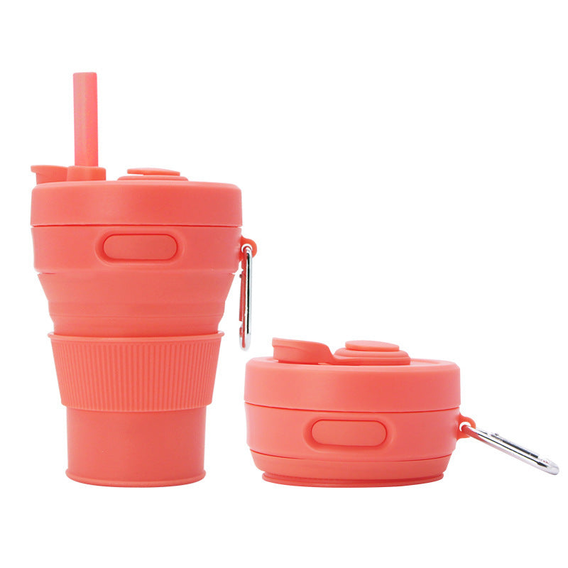 Silicone Folding Cups Portable Compression Cup With Straw