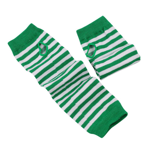 Women Fashion Lady Striped Elbow Gloves Warmer Knitted Long