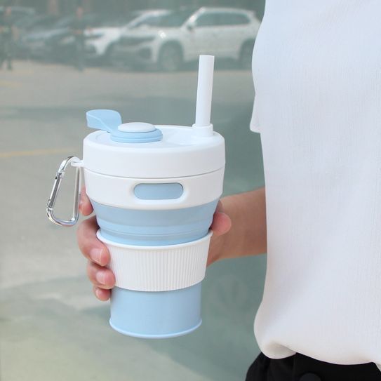 Silicone Folding Cups Portable Compression Cup With Straw