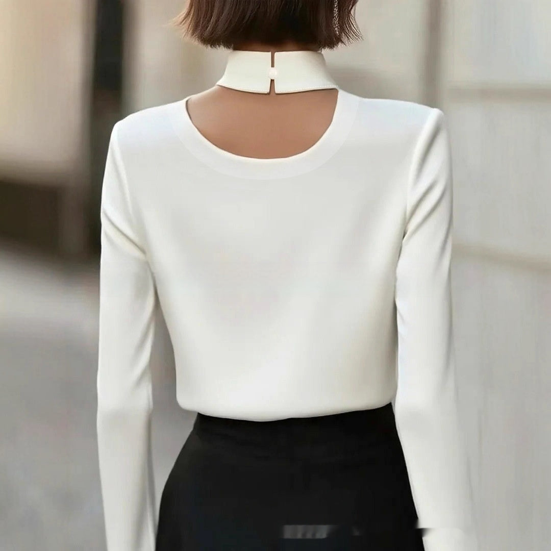 Elegant Designer-Style Commuter Shirt Long-Sleeve Top For Women