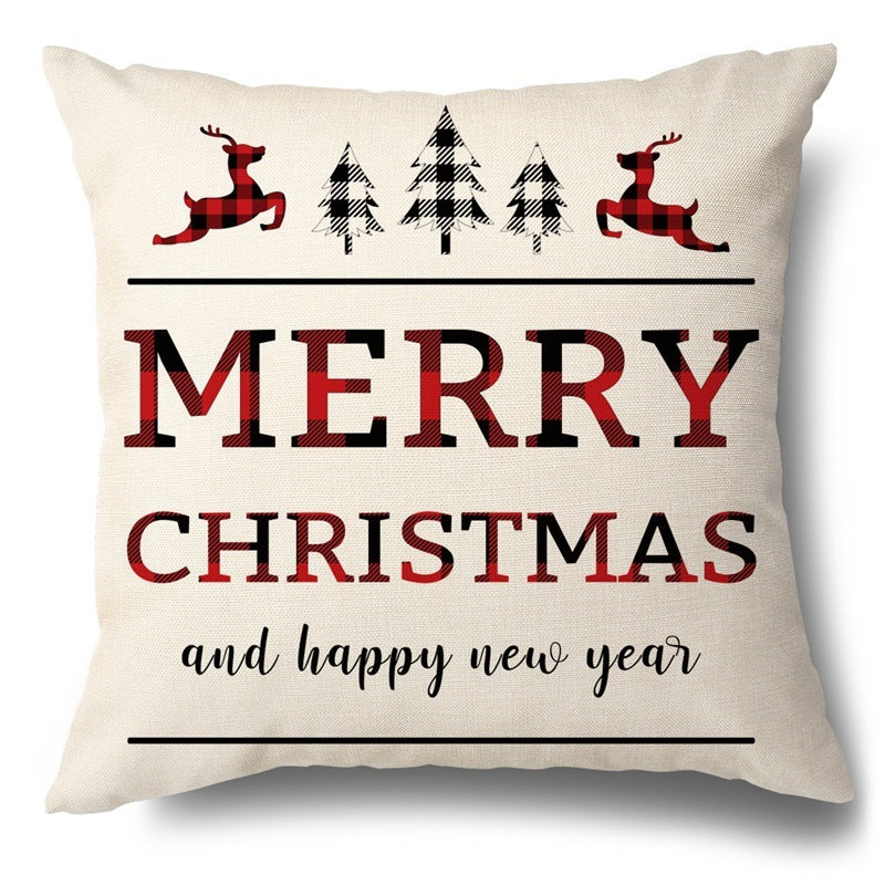 Christmas Hugging Pillowcase Flax Elk Pillowcase Amazon Hot Style Sofa Pillowcase Cushion