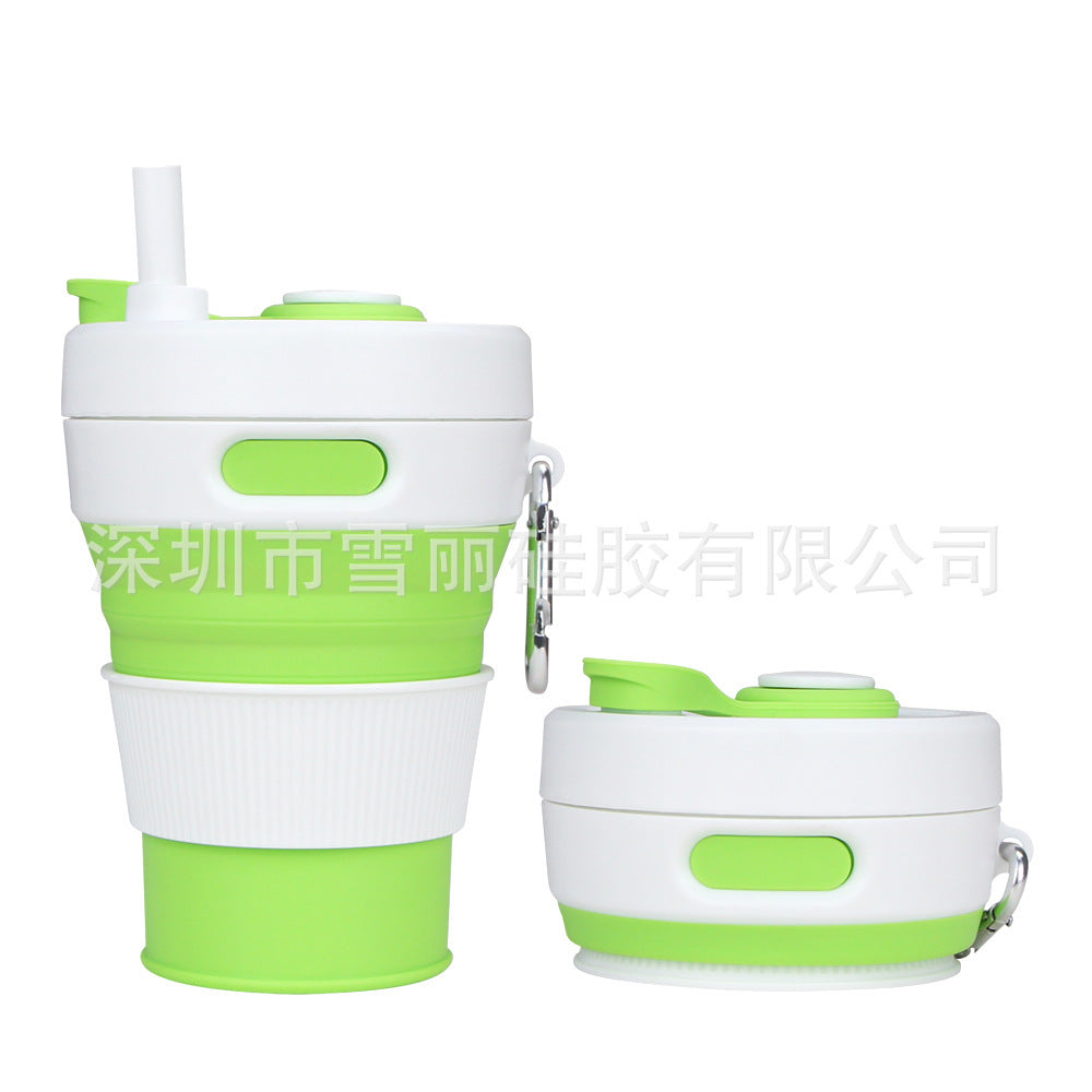 Silicone Folding Cups Portable Compression Cup With Straw