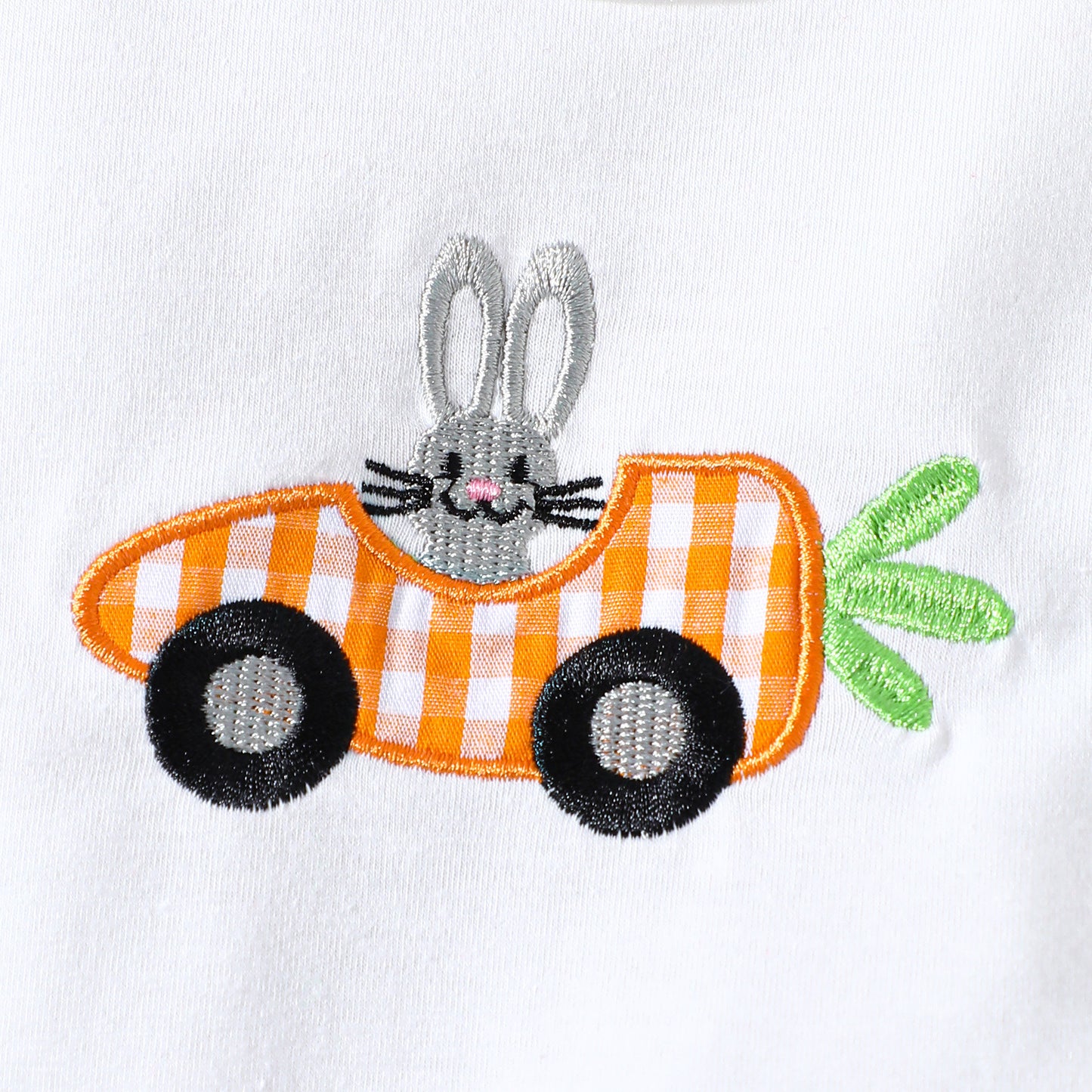 Cartoon Carrot Rabbit Embroidered Short-Sleeve Romper And Pants