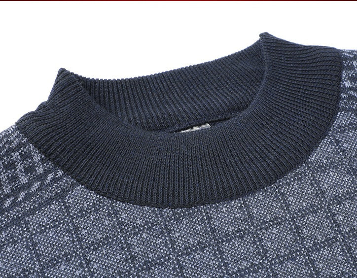 Sweater Men's Round Neck Warmer With Velvet And Thick