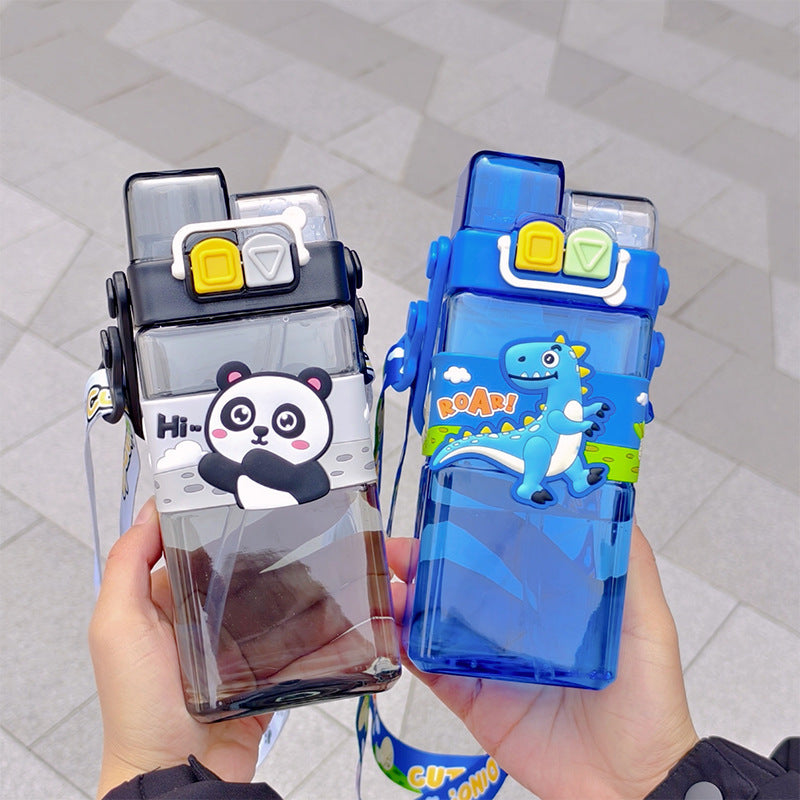 Children's Cups Outdoor Crossbody Double Drink Cup With Straw Men And Women Student Portable