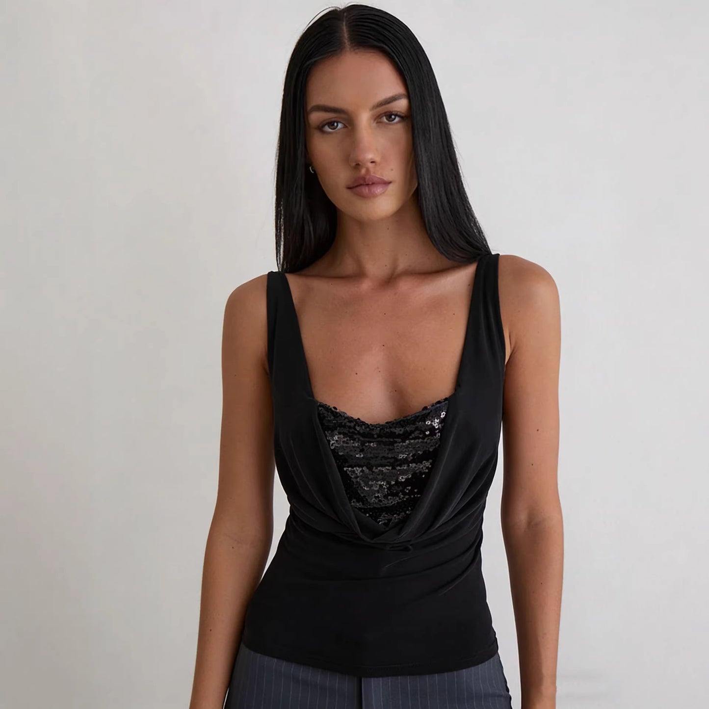 Short-sleeve Slim-fit Versatile Camisole Strap Top