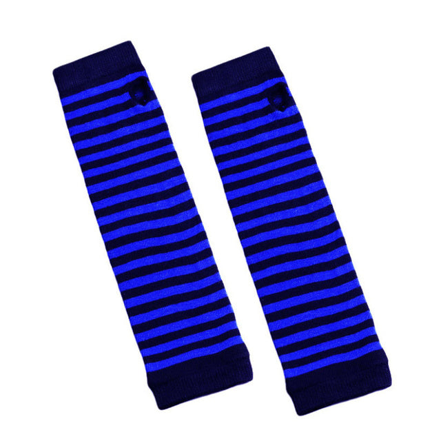 Women Fashion Lady Striped Elbow Gloves Warmer Knitted Long