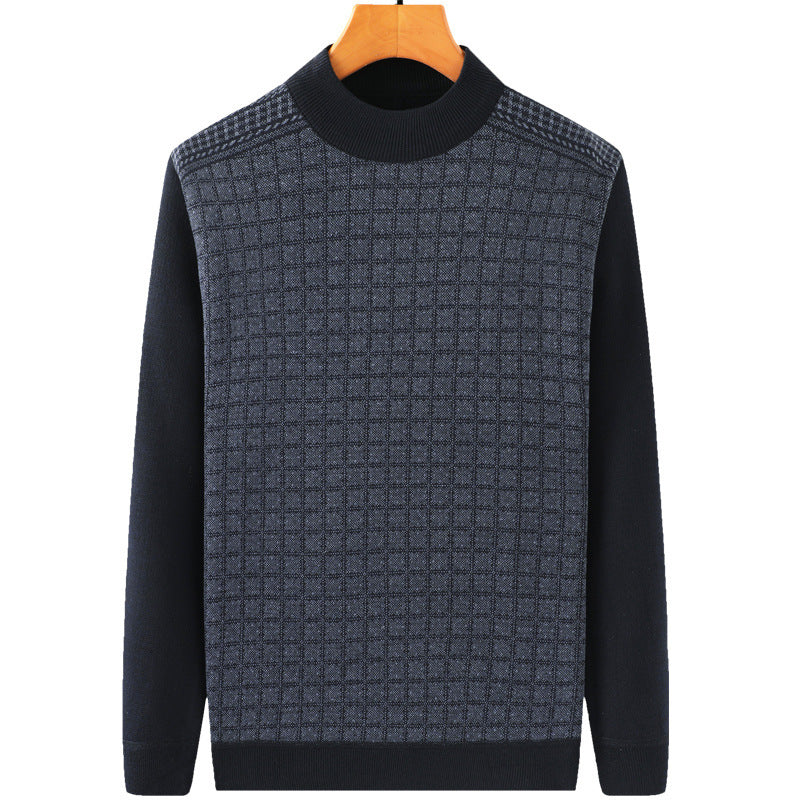 Sweater Men's Round Neck Warmer With Velvet And Thick