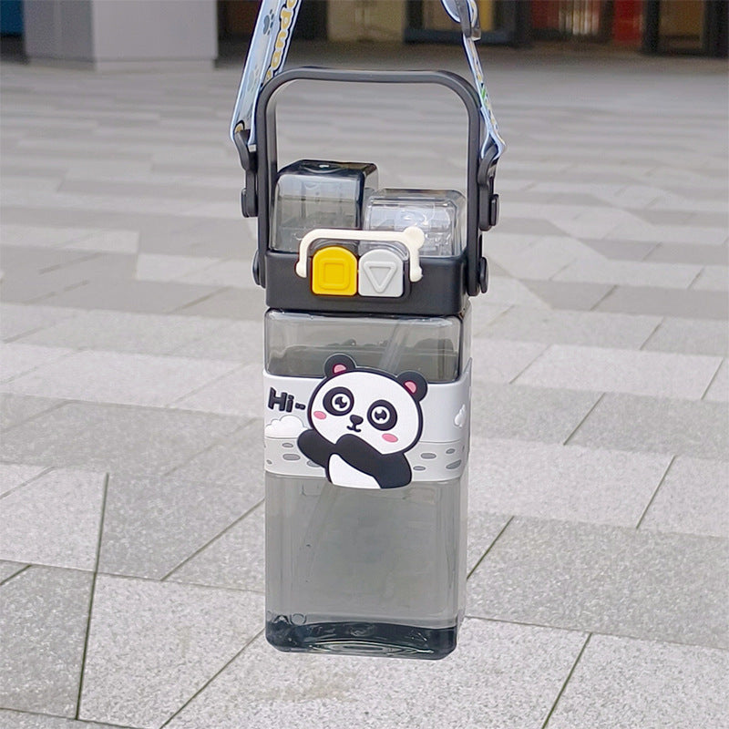 Children's Cups Outdoor Crossbody Double Drink Cup With Straw Men And Women Student Portable