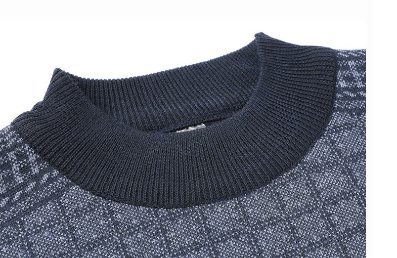 Sweater Men's Round Neck Warmer With Velvet And Thick