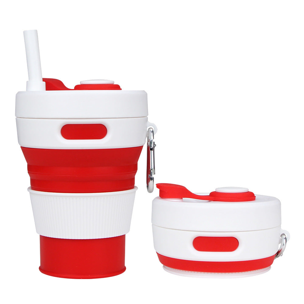 Silicone Folding Cups Portable Compression Cup With Straw