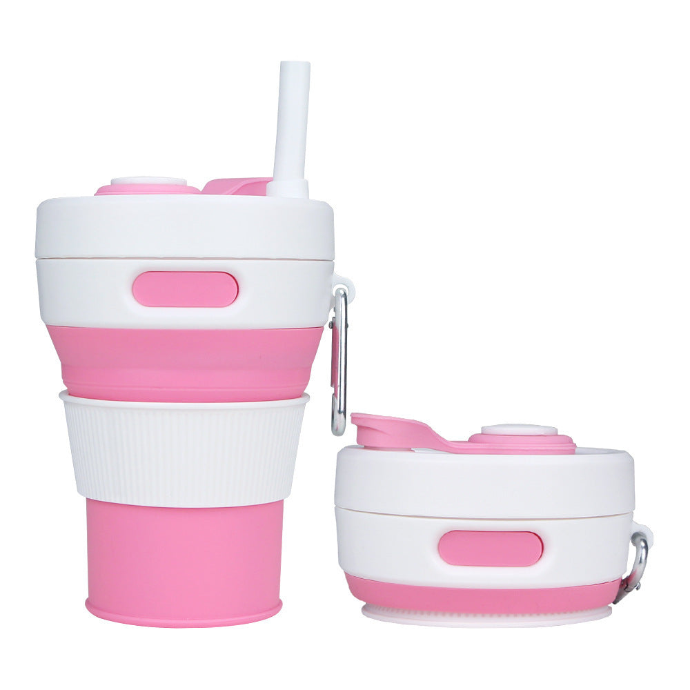 Silicone Folding Cups Portable Compression Cup With Straw