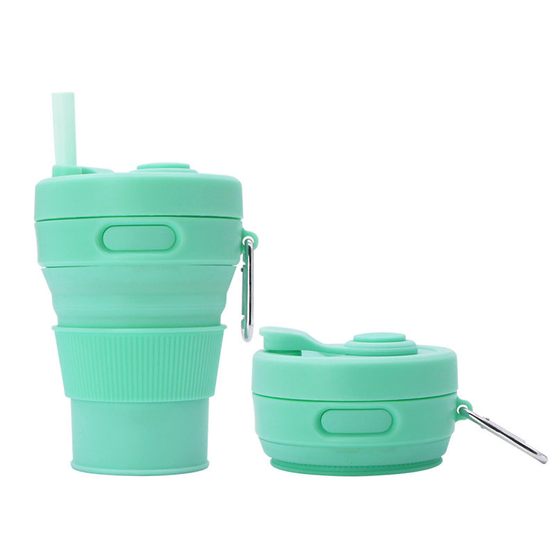 Silicone Folding Cups Portable Compression Cup With Straw