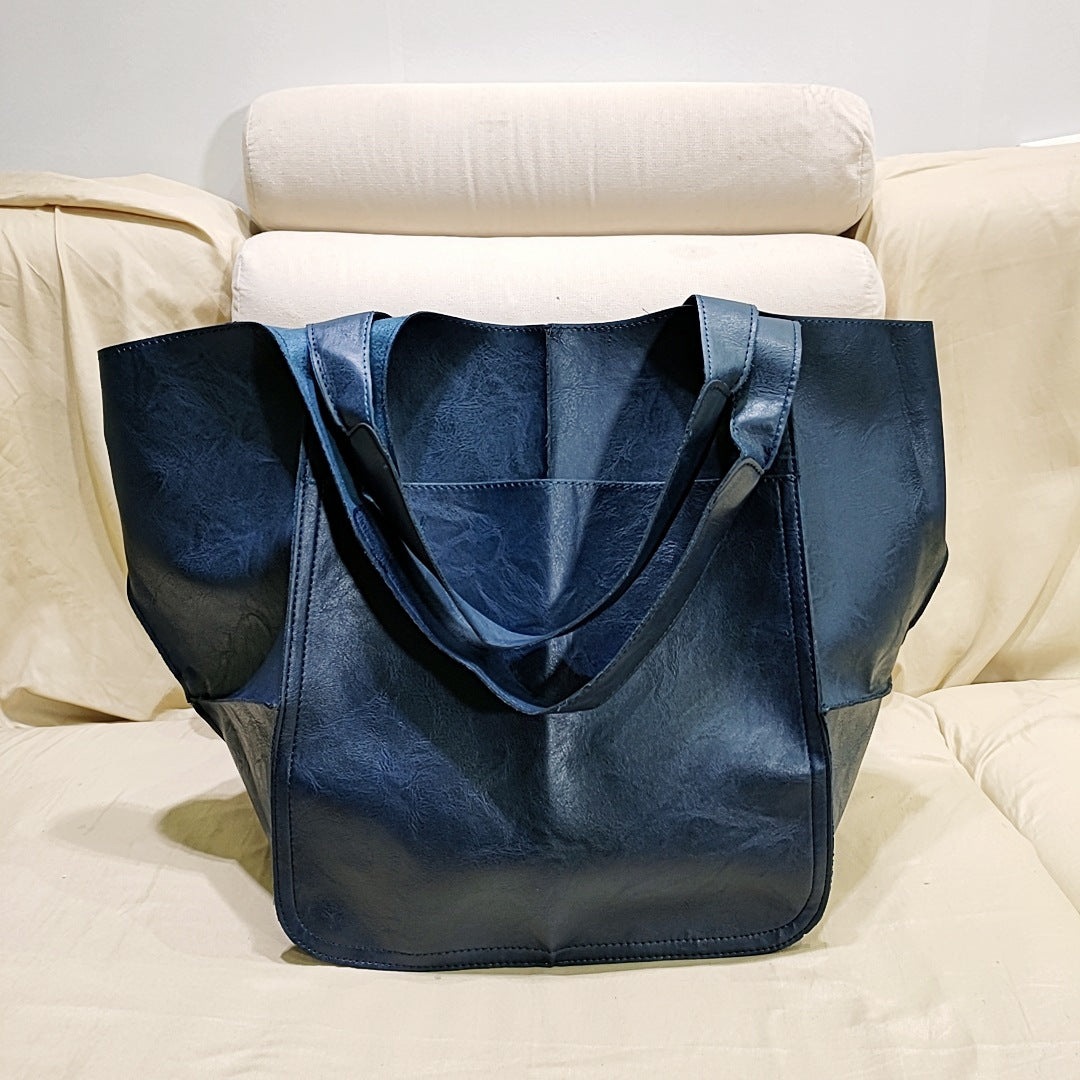 Vintage Large Capacity Handbags PU Soft Leather Big Bag Designer Luxury Women Shoulder Bag Beach On Vacation Woman Tote Bag