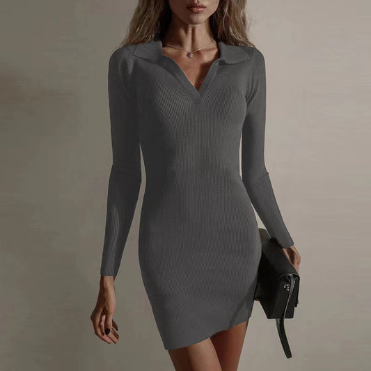 Arrival Mock-neck Rib-knit Slip Dress