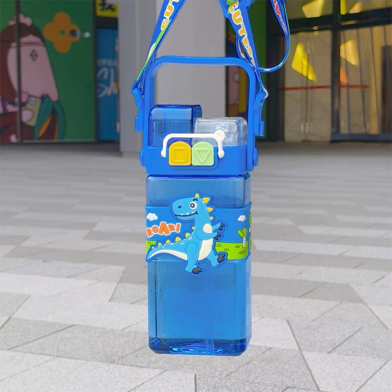 Children's Cups Outdoor Crossbody Double Drink Cup With Straw Men And Women Student Portable