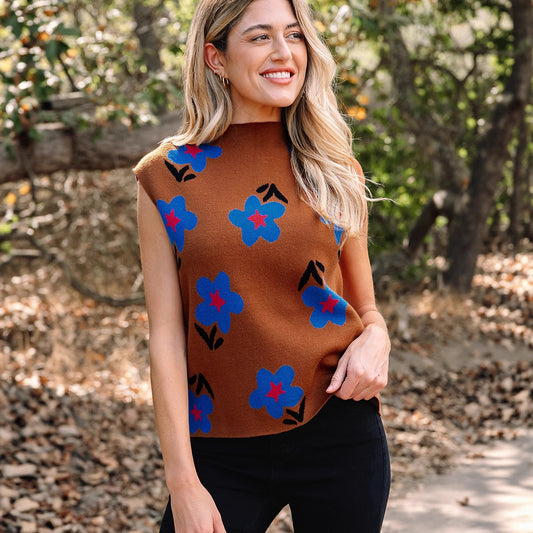 Retro Floral Print Casual Vest For Women
